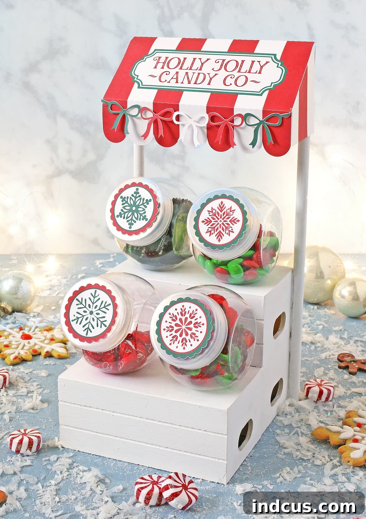 Sweet Christmas Shop Project 2 Festive miniature Christmas candy shop display made from budget-friendly Dollar Tree supplies