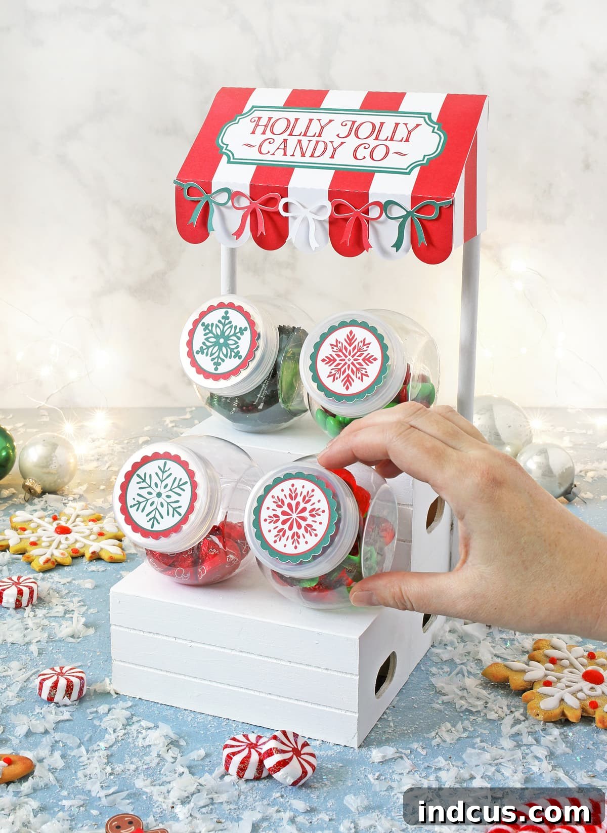 Sweet Christmas Shop Project 9 Completed miniature Christmas candy shop craft display, beautifully filled with holiday treats