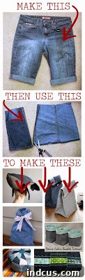 Collection of upcycled denim crafts