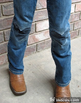 Cute heart-shaped denim knee patches for jeans