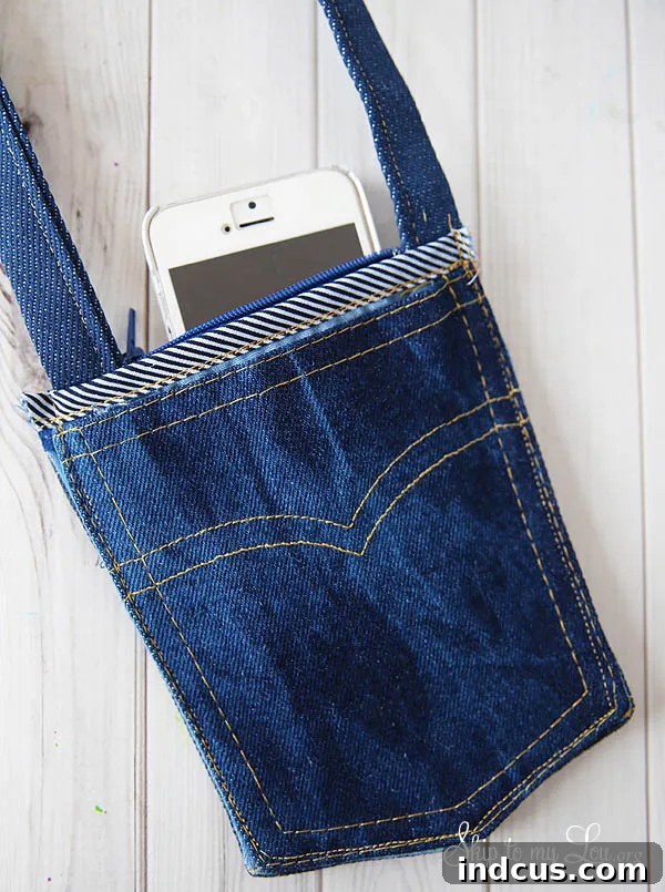 DIY denim pocket cross-body purse