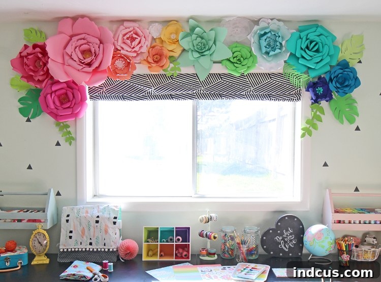 Organized craft room with DIY details and colorful touches