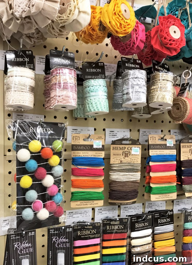 Adorable felt ball garland and decorative trim available at Hobby Lobby