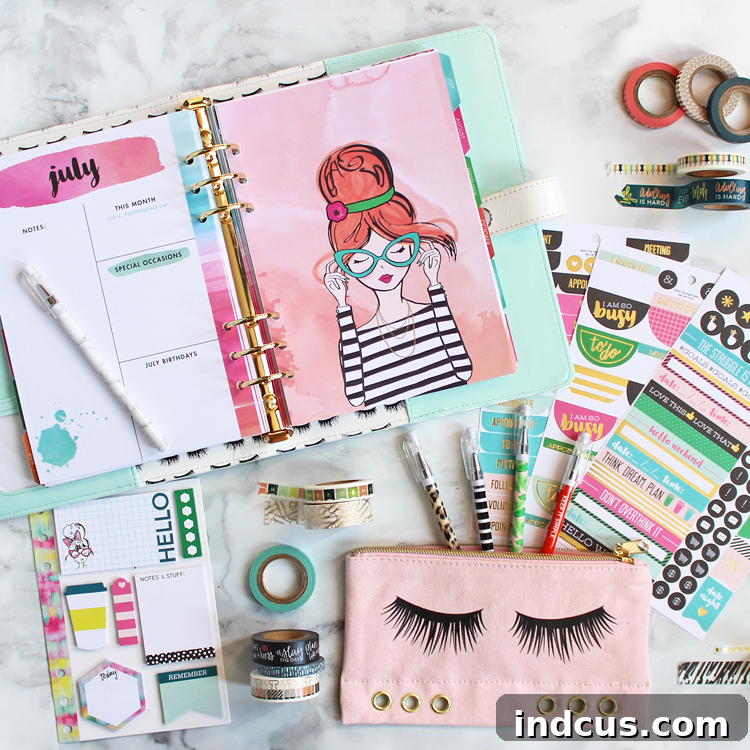 Assorted planner goodies from Hobby Lobby, including the Agenda 52 planner and stickers