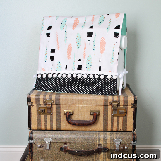 Easy sewing machine cover made with Hobby Lobby fabric