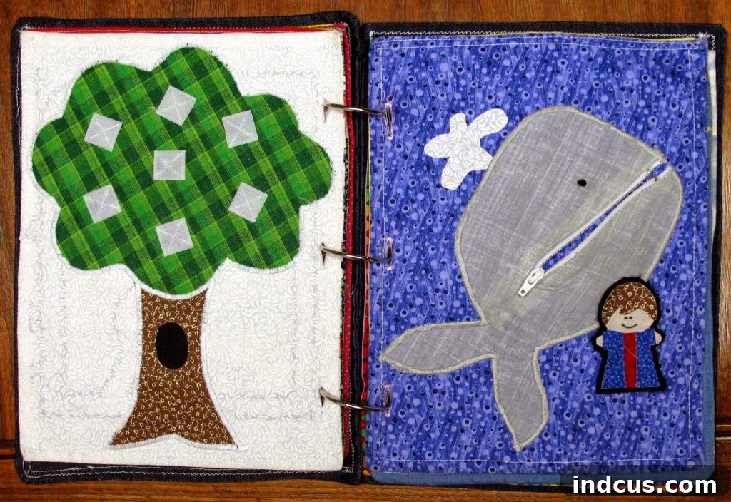 Handcrafted Sensory Play Book 5 quiet book jonah and the whale and family tree pages