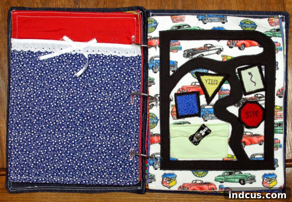 Handcrafted Sensory Play Book 6 quiet book race track page