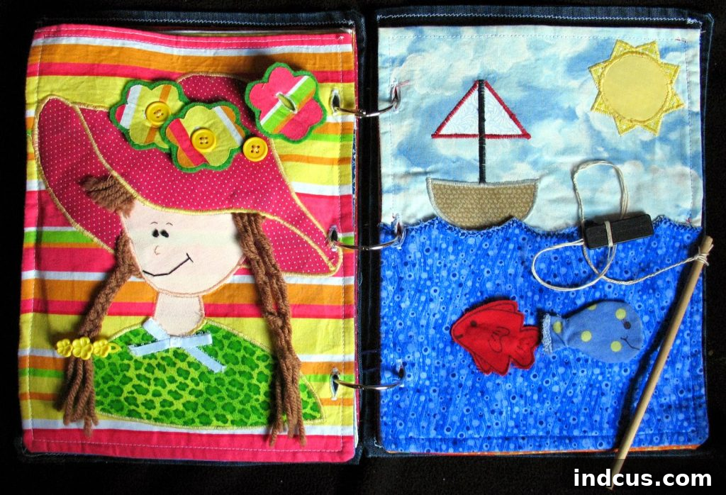 Handcrafted Sensory Play Book 7 quiet book fishing page quiet book hair braiding page