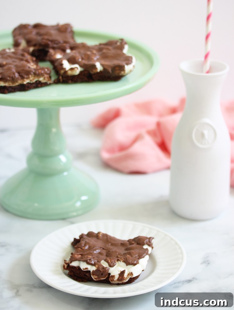 Gooey marshmallow brownies baked in a sheet pan, ready to serve a large gathering.