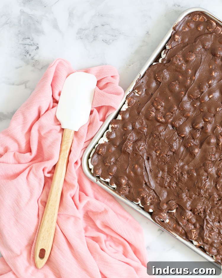 Close-up of a homemade brownie showing its rich, moist texture before toppings are added.