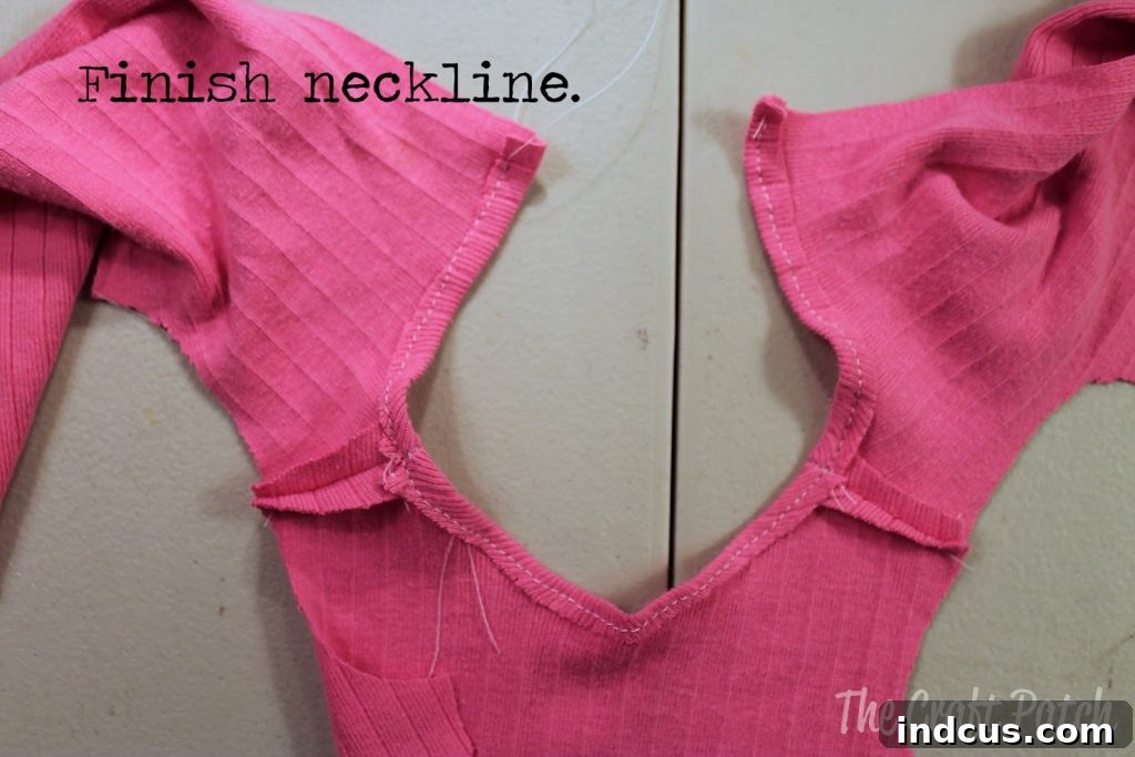 How to sew a shirt or dress for an american girl doll or other 18 inch doll how to finish doll dress neckline
