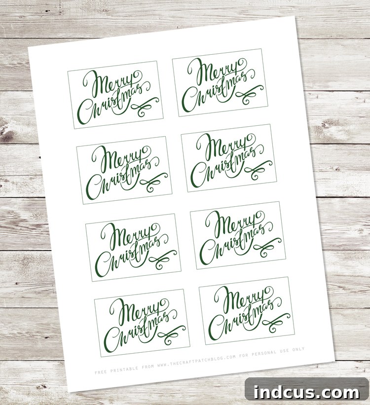 Beautiful hand-lettered Christmas gift tags available as a free printable download.