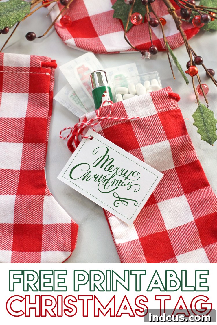 An example of the free printable Christmas gift tag design for easy holiday gifting.