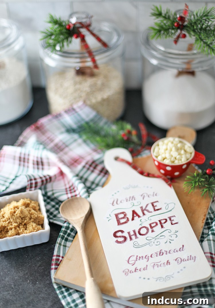 Bake shoppe image transfer to wooden cutting board Christmas decor, showcasing a vintage style holiday sign.