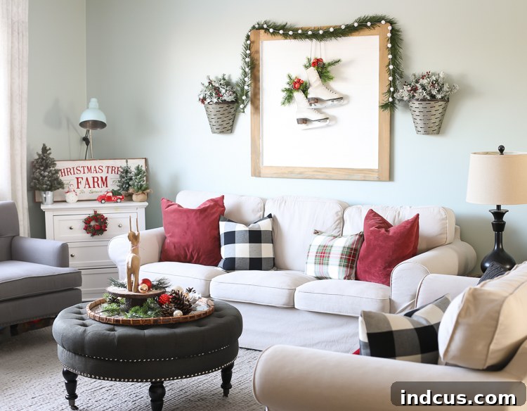 Inspiring farmhouse Christmas decor ideas, showcasing a blend of rustic and festive elements for the holidays.