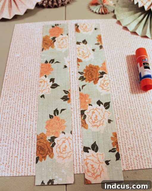 Two neatly cut paper strips ready for crafting