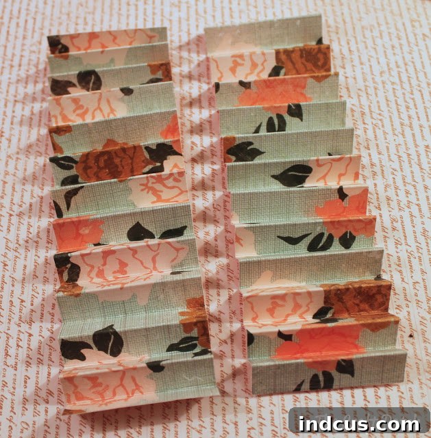 Demonstration of the accordion folding technique on a paper strip