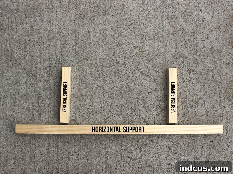 horizontal and vertical support pieces