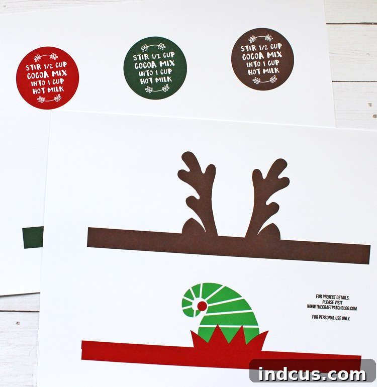 Printed mason jar holiday gift toppers on cardstock