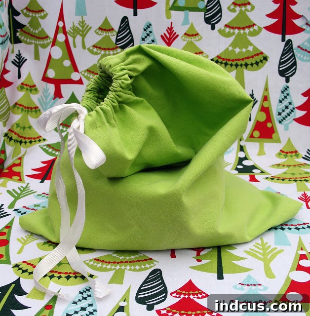 Fabric bag filled with Christmas symbols for a teaching activity