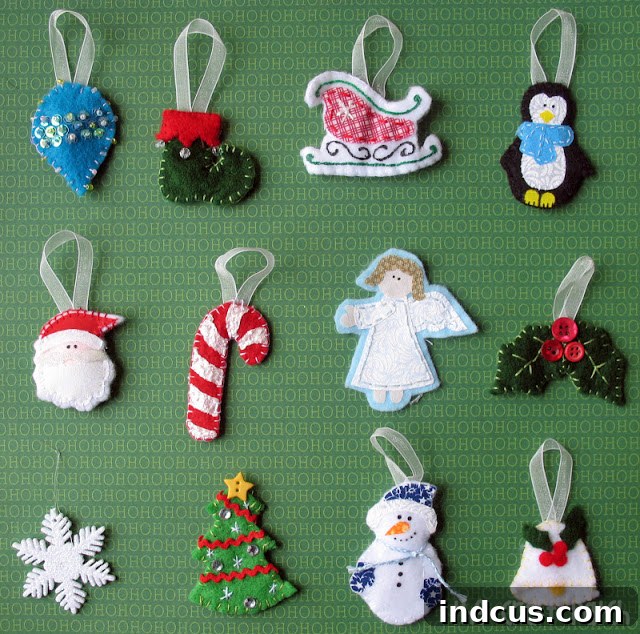 Cozy Felt Ornament Countdown 8 christmas ornaments to hang from an advent calendar