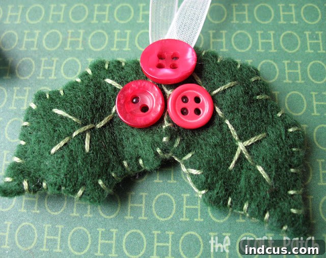 Cozy Felt Ornament Countdown 10 handmade holly and berries felt christmas ornament