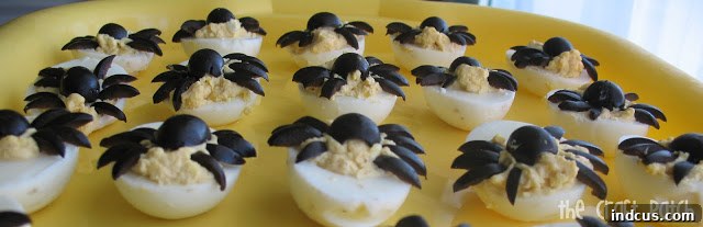 Ghoulish Gourmet Gathering 6 spider deviled eggs halloween appetizer