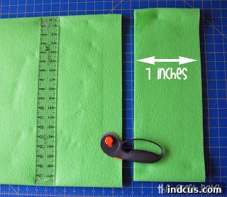 Cut 7-inch wide felt strips for mermaid scales