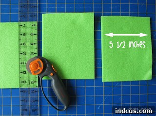 Cut felt strips into 5.5 x 7 inch rectangles for scale bases