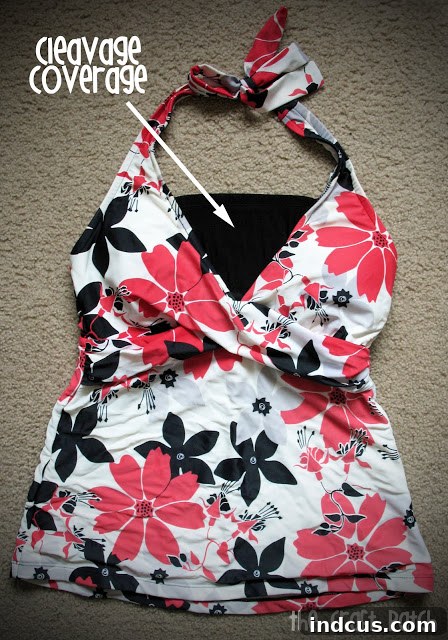 diy cleavage coverage on a swimsuit