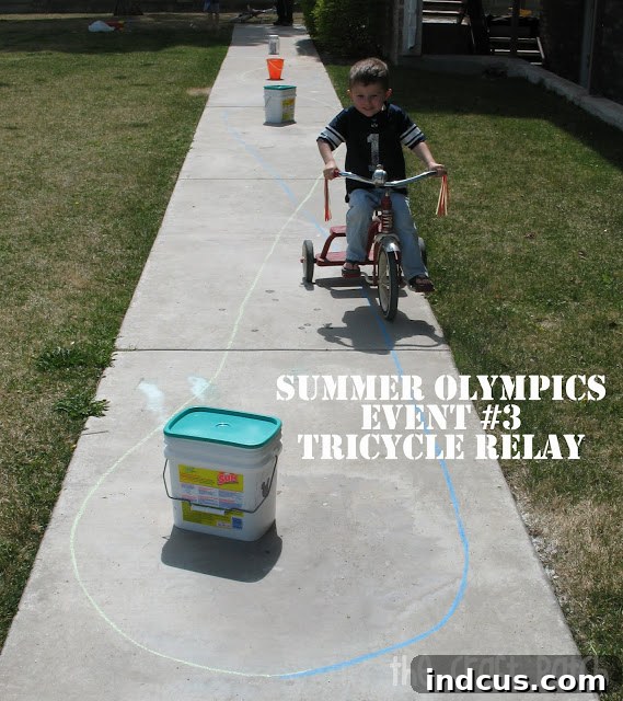 kids summer olympics tricycle relay event