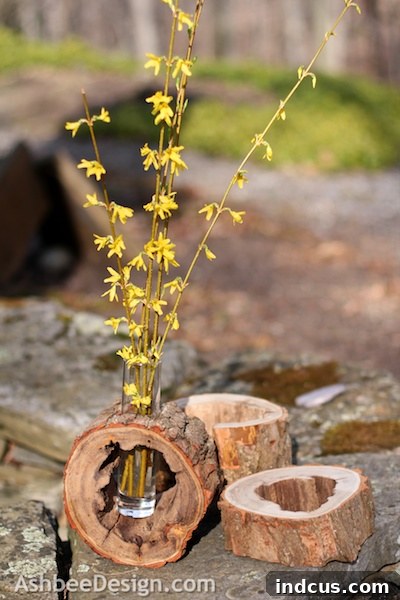 Inspiring Wood Slice Creations 15 diy wood slice vase holder