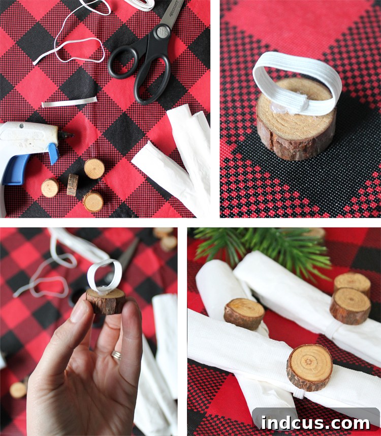Inspiring Wood Slice Creations 19 Wood slice with a red gingham ribbon for a lumberjack themed party