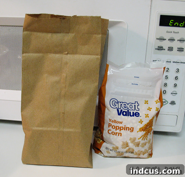 Pinterest Perfect Popcorn 4 A freshly popped bag of brown bag microwave popcorn, light and fluffy
