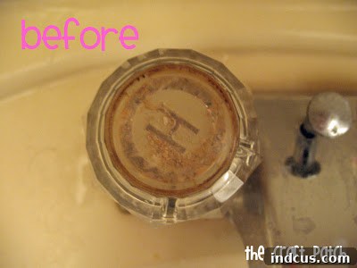 crusty bathroom faucet cleaner before