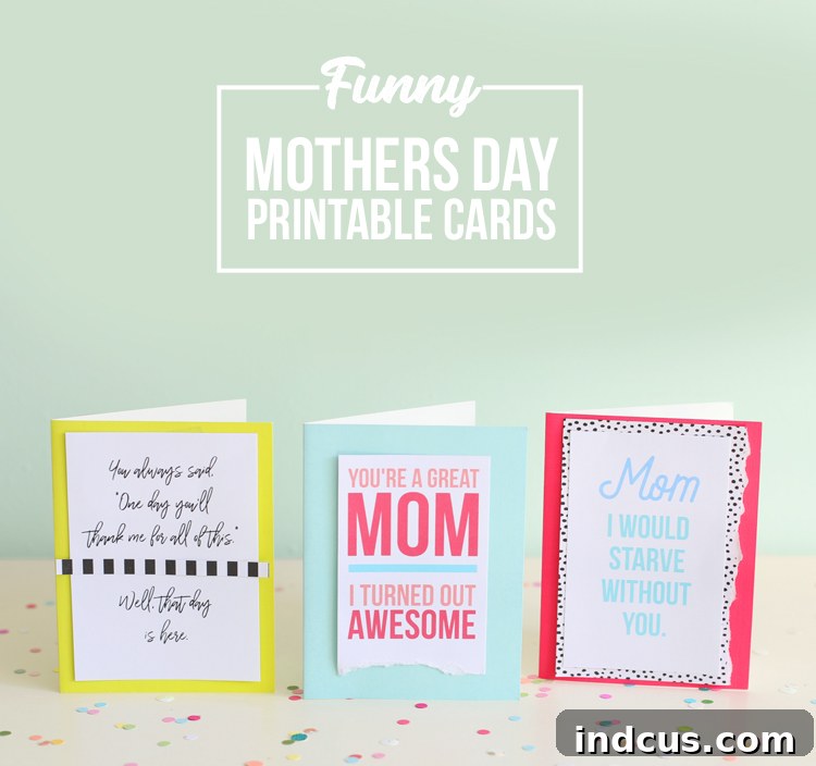 Hilarious Mother's Day card featuring a witty design and vibrant colors, perfect for bringing a smile to mom's face.