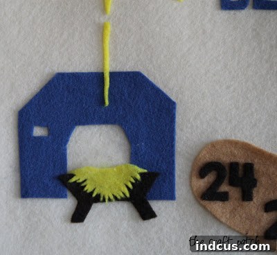 Close-up of felt numbers on the advent calendar