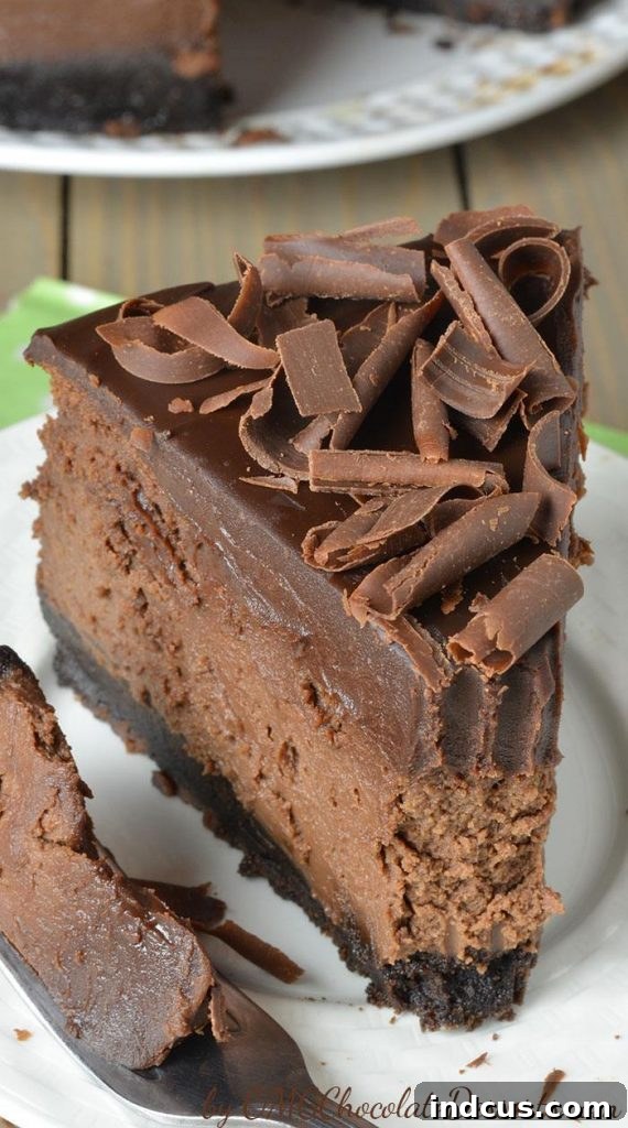 Triple Chocolate Cheesecake with Oreo Crust, a dream for chocolate lovers
