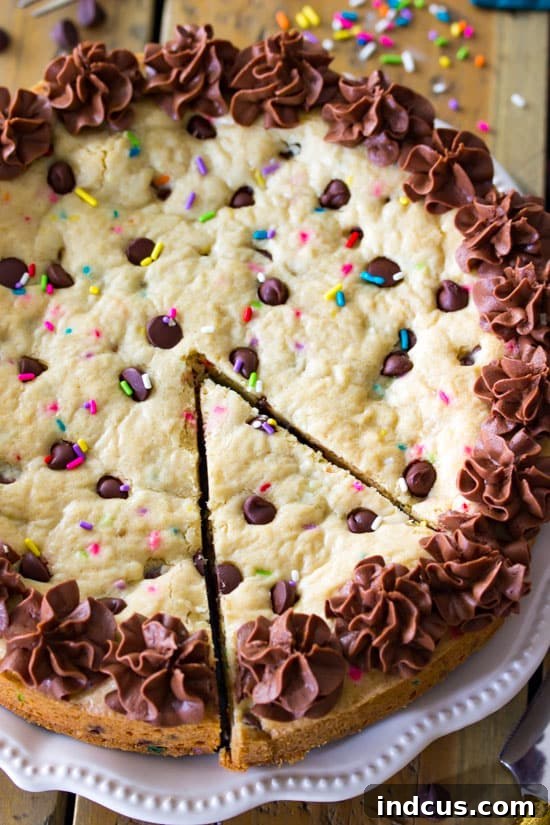 Chocolate Chip Cookie Cake, festive and fun for birthdays