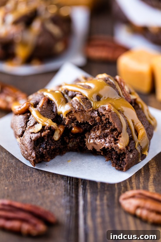 Gooey Rich Chocolate Turtle Cookies