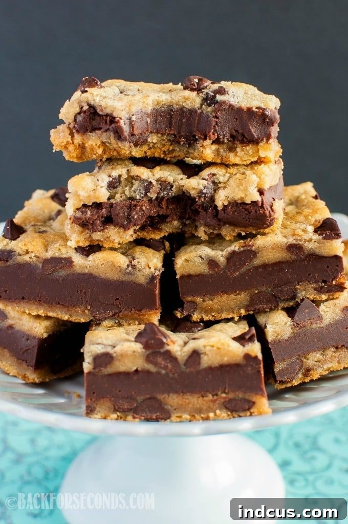 Fudge Stuffed Chocolate Chip Cookie Bars