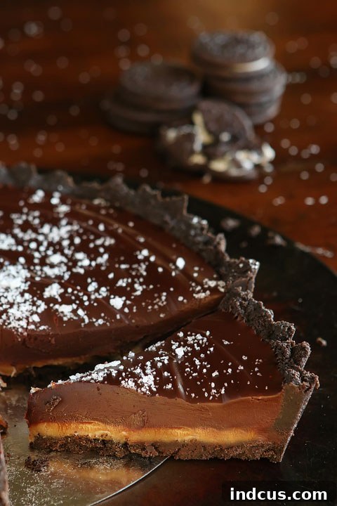 Dark Chocolate Salted Caramel Oreo Pie