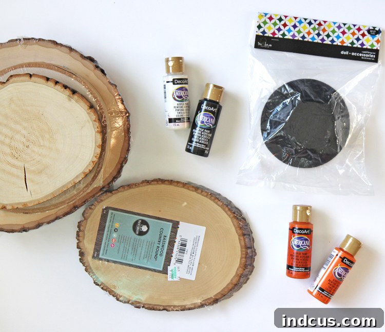 Wood Slice Craft Supplies for Pumpkin and Snowman Project