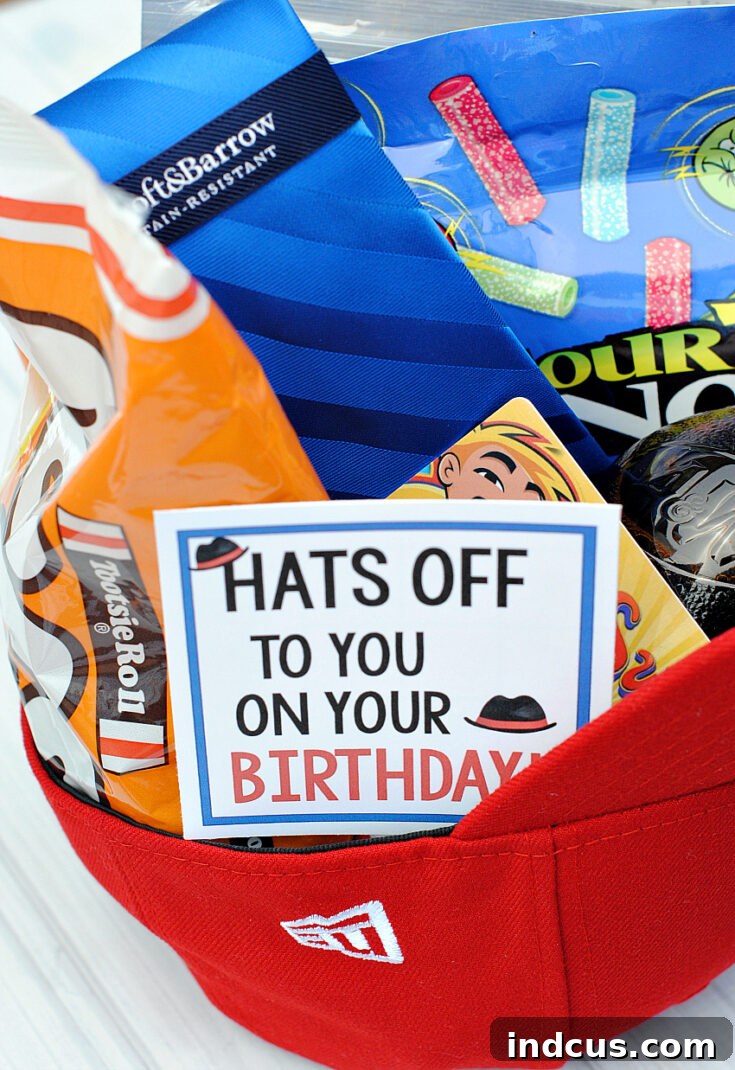 Baseball hat filled with Dad's favorite treats