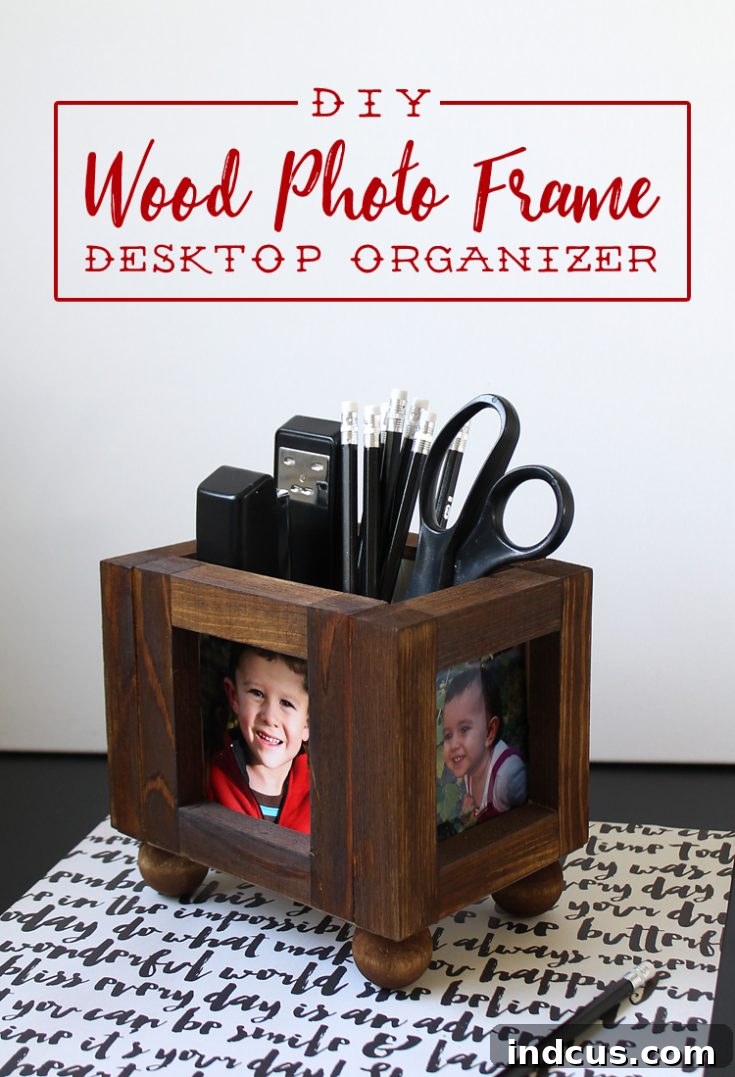 DIY Wood Picture Frame Desktop Organizer for Dad's office