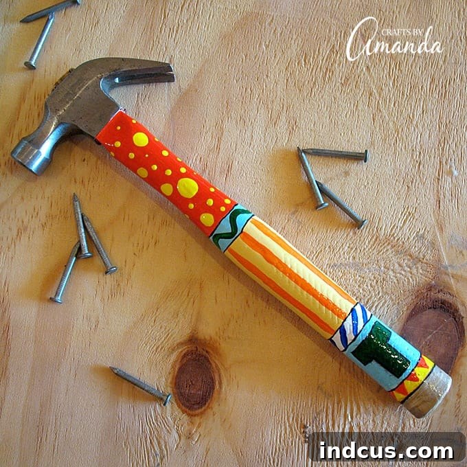 Kids painted hammer for Dad's keepsake