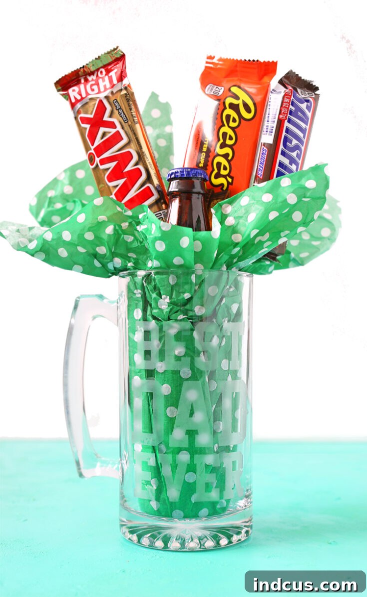 Glass Etched Mug Bouquet for Father's Day treats