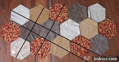 Heirloom Hexagon Rag Quilt Thanksgiving Runner 6 hexagon quilt layout