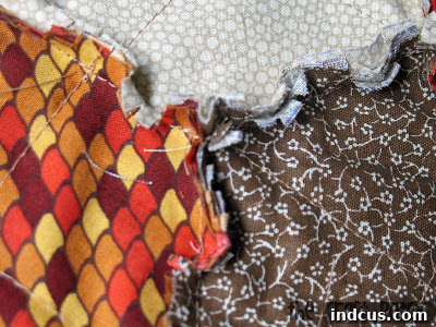 Heirloom Hexagon Rag Quilt Thanksgiving Runner 9 clip seams for rag quilt