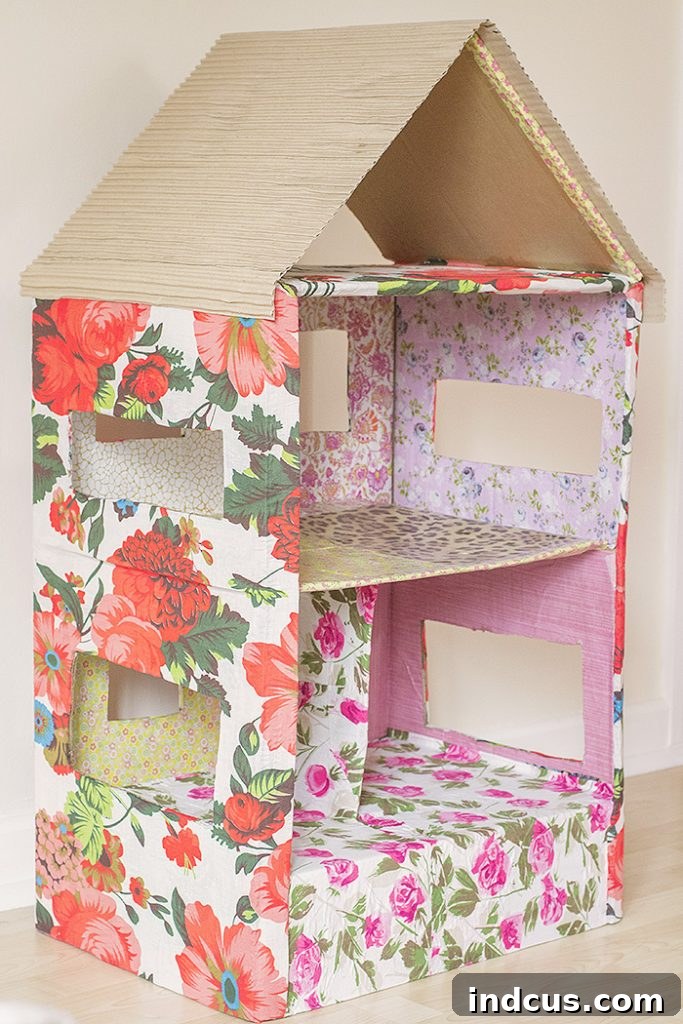 easy diy doll house from cardboard box